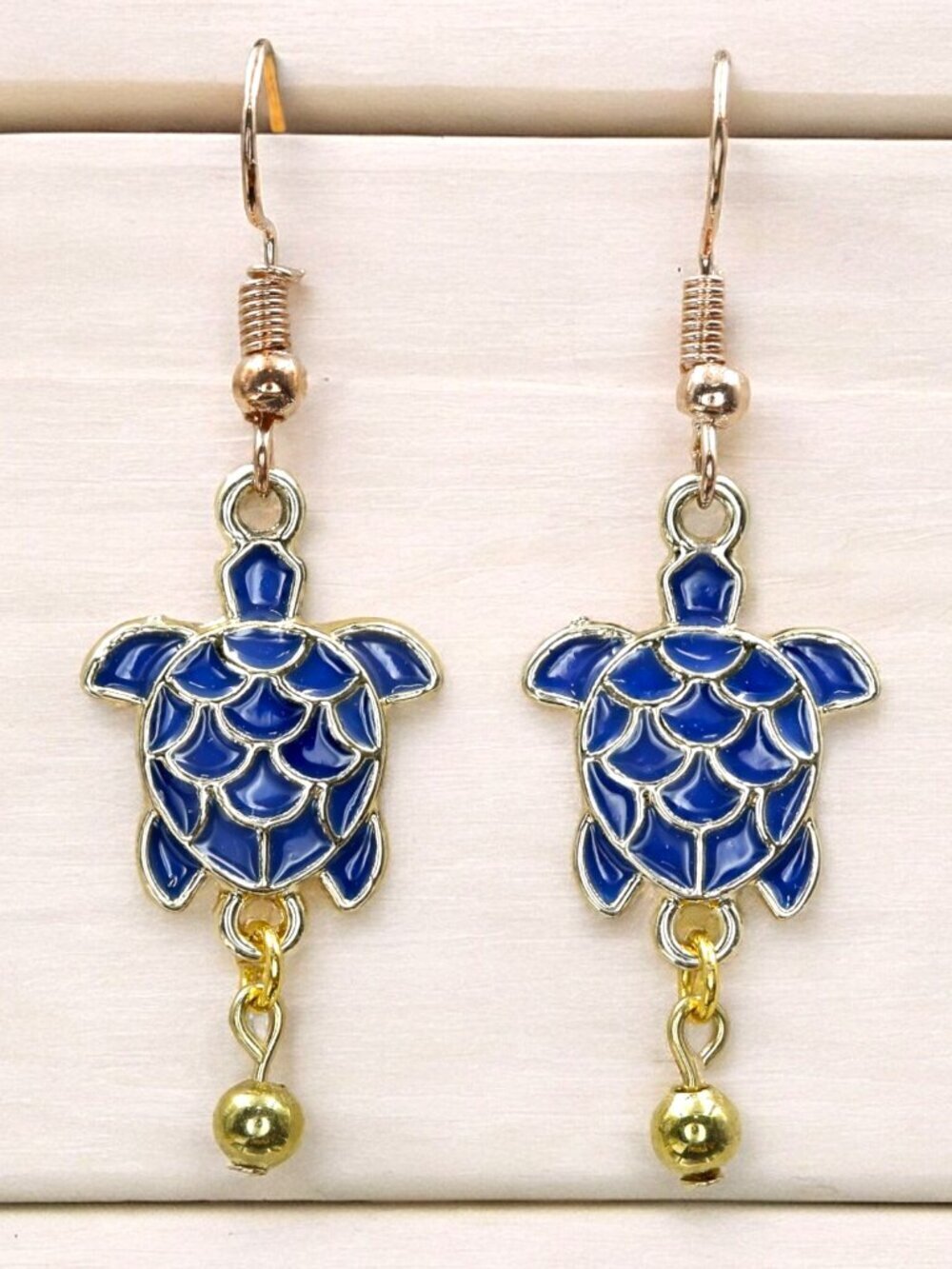 Blue Sea Turtle Earrings | Handcrafted Beach Jewelry - Picture 1 of 5
